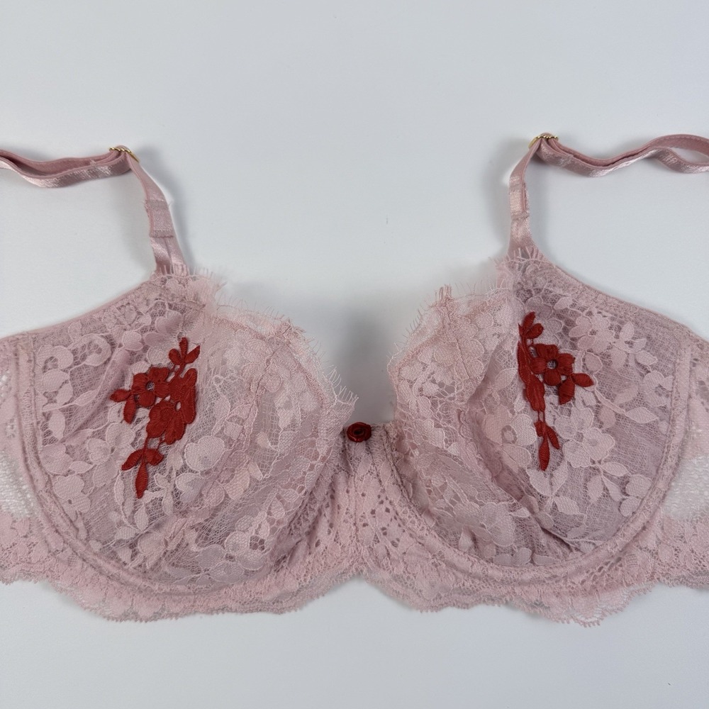 Victoria's Secret Dream Angels Wicked Unlined Lace Balconette Bra Pink 36D NWT - Picture 2 of 8